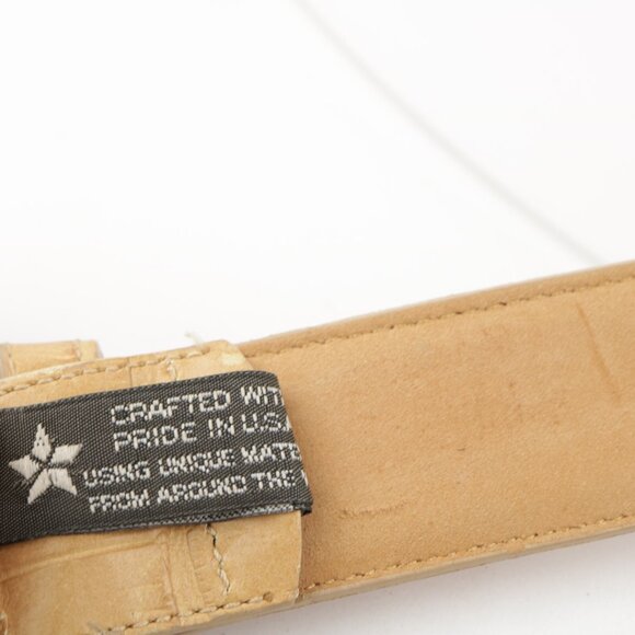 Vintage Brighton Women's Belt Size S Small Tan Beige Croc Leather Leaf Buckle - Picture 11 of 12